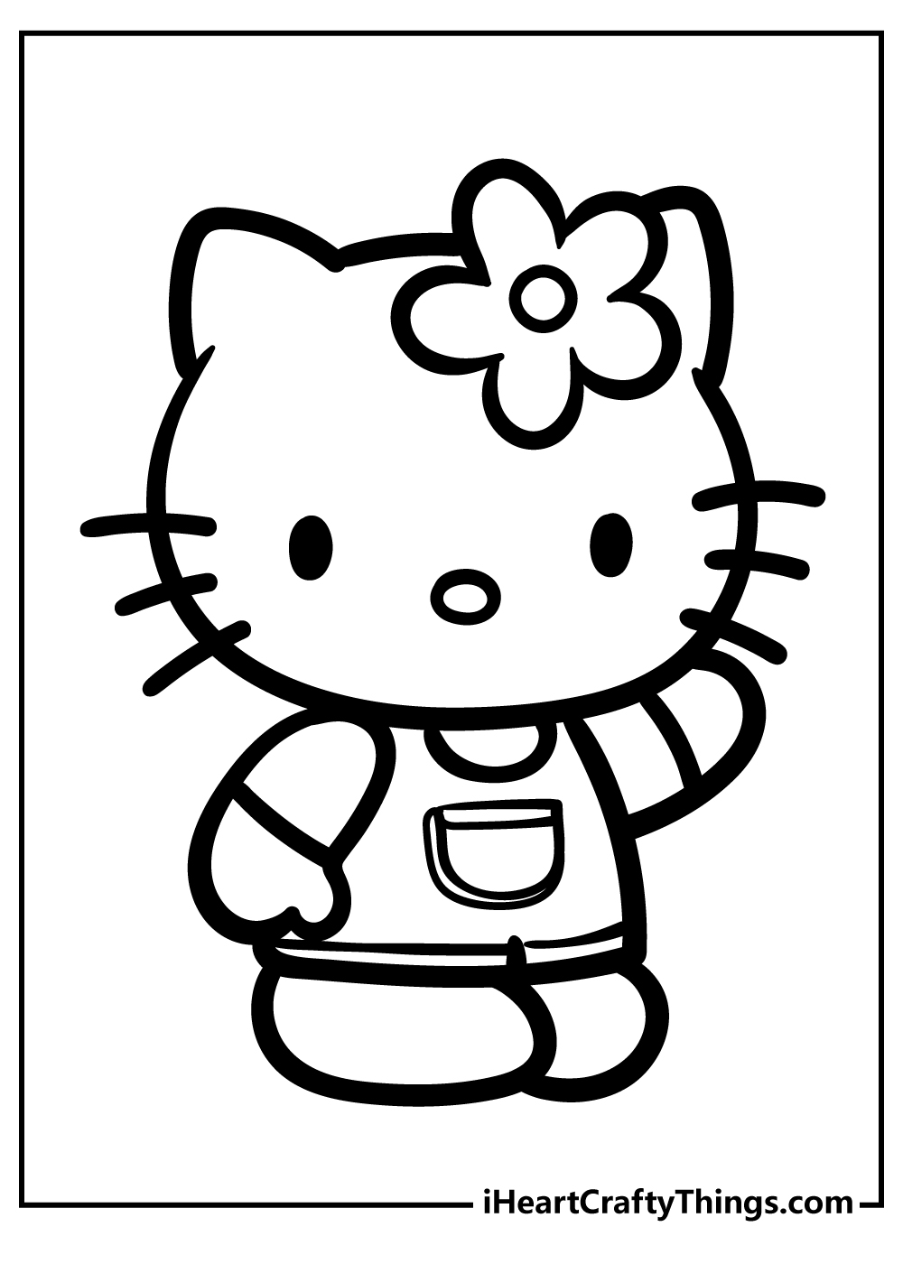 Hello Kitty taking a picture cute cartoon coloring page to print
