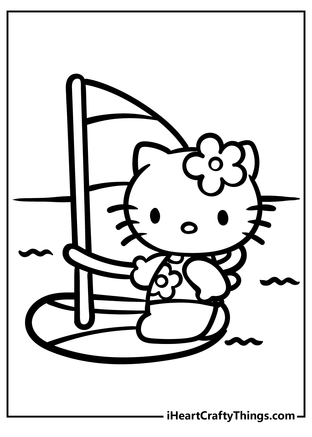 Angel Hello Kitty in a tutu printable coloring page
