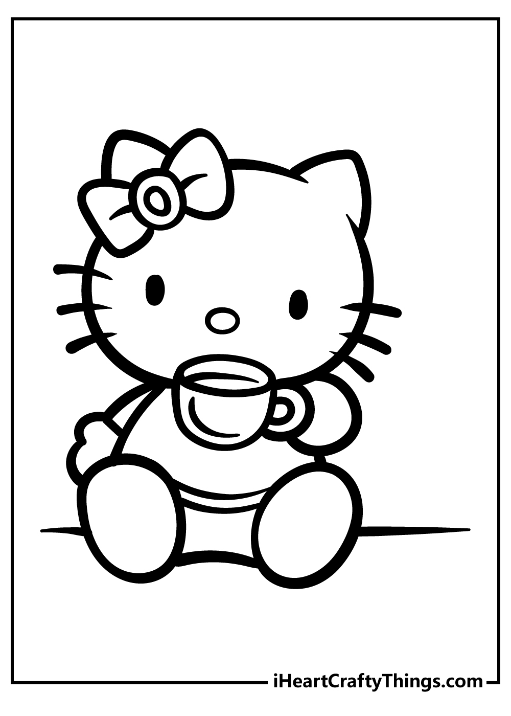 Hello Kitty having tea baby kitty coloring page