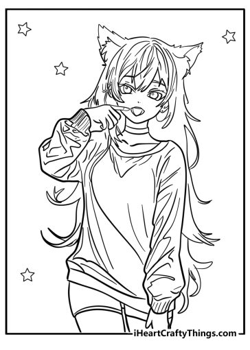Anime girl coloring pages