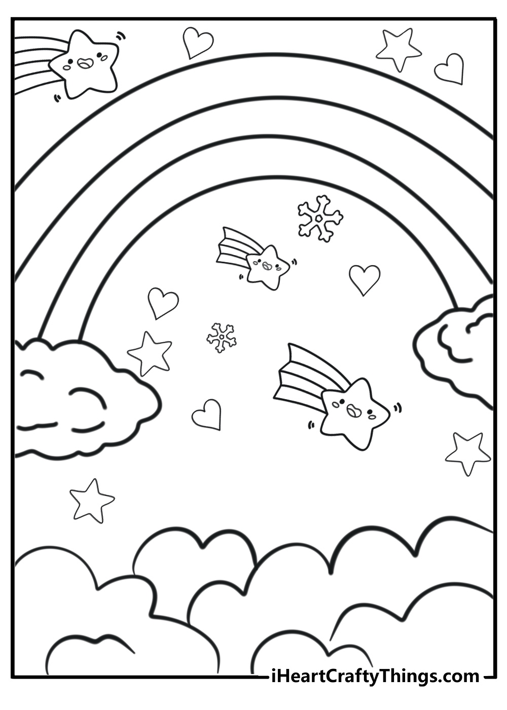 Beautiful rainbow coloring sheet for kids
