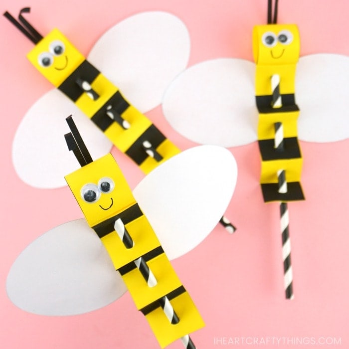 Bee Puppet with Printable Template -Fun and Easy summer craft for kids!
