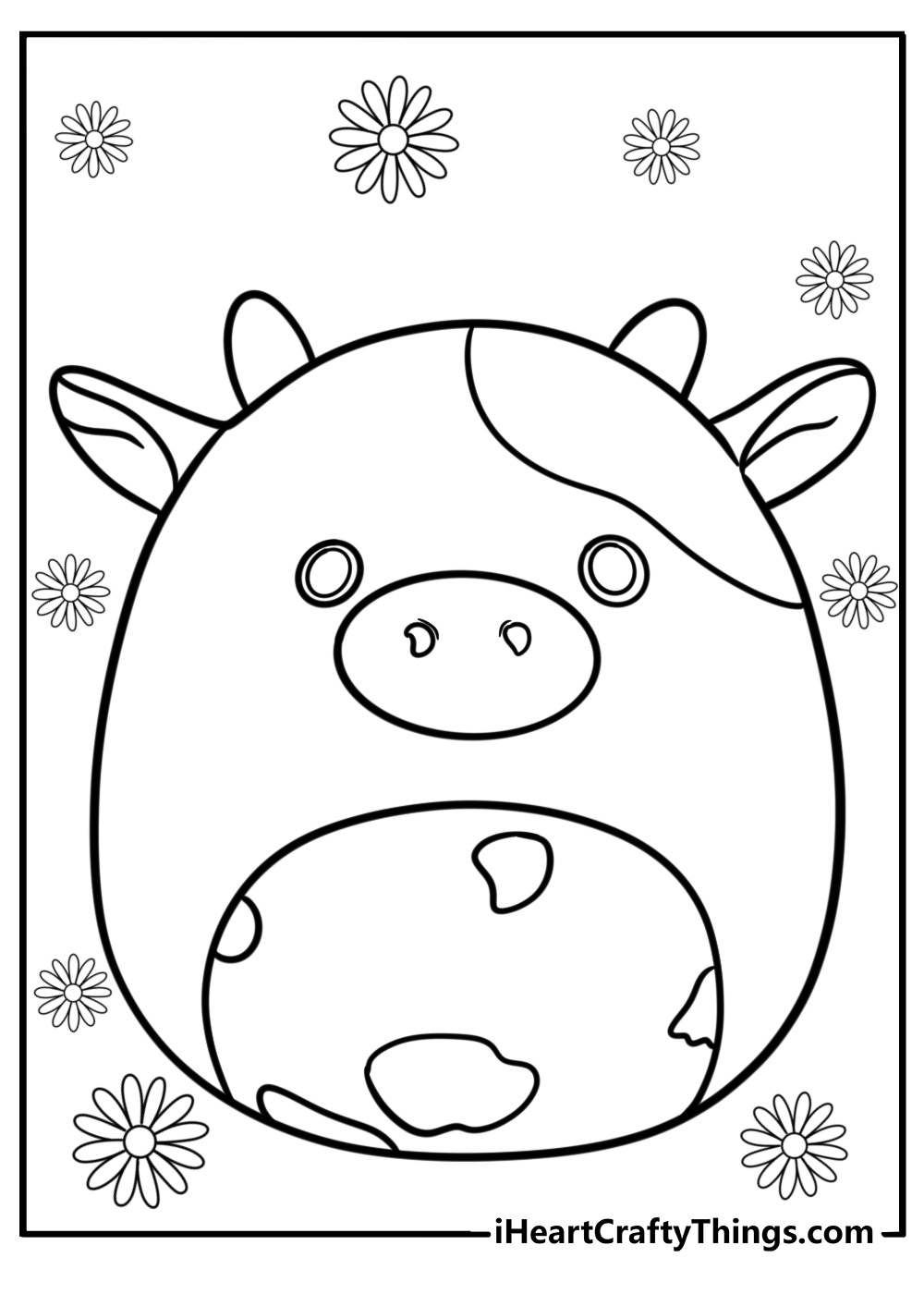 Bubba the cow squishmallow printable coloring page for kids