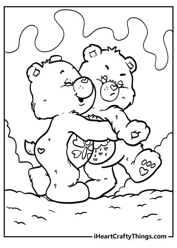 romantic care bears coloring pages