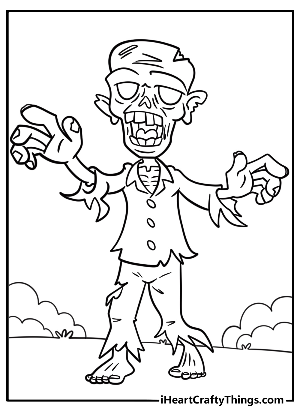 Cartoon zombie coloring pages