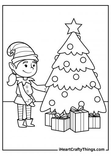Christmas elves coloring pages
