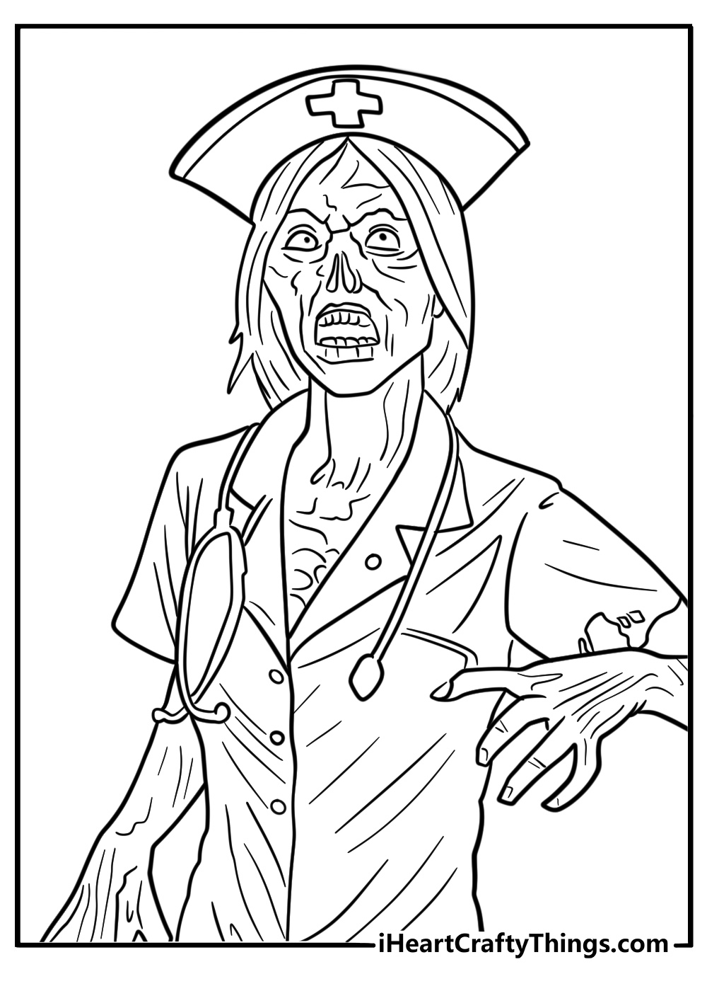 Classic horror style zombie with a terrifying expression
