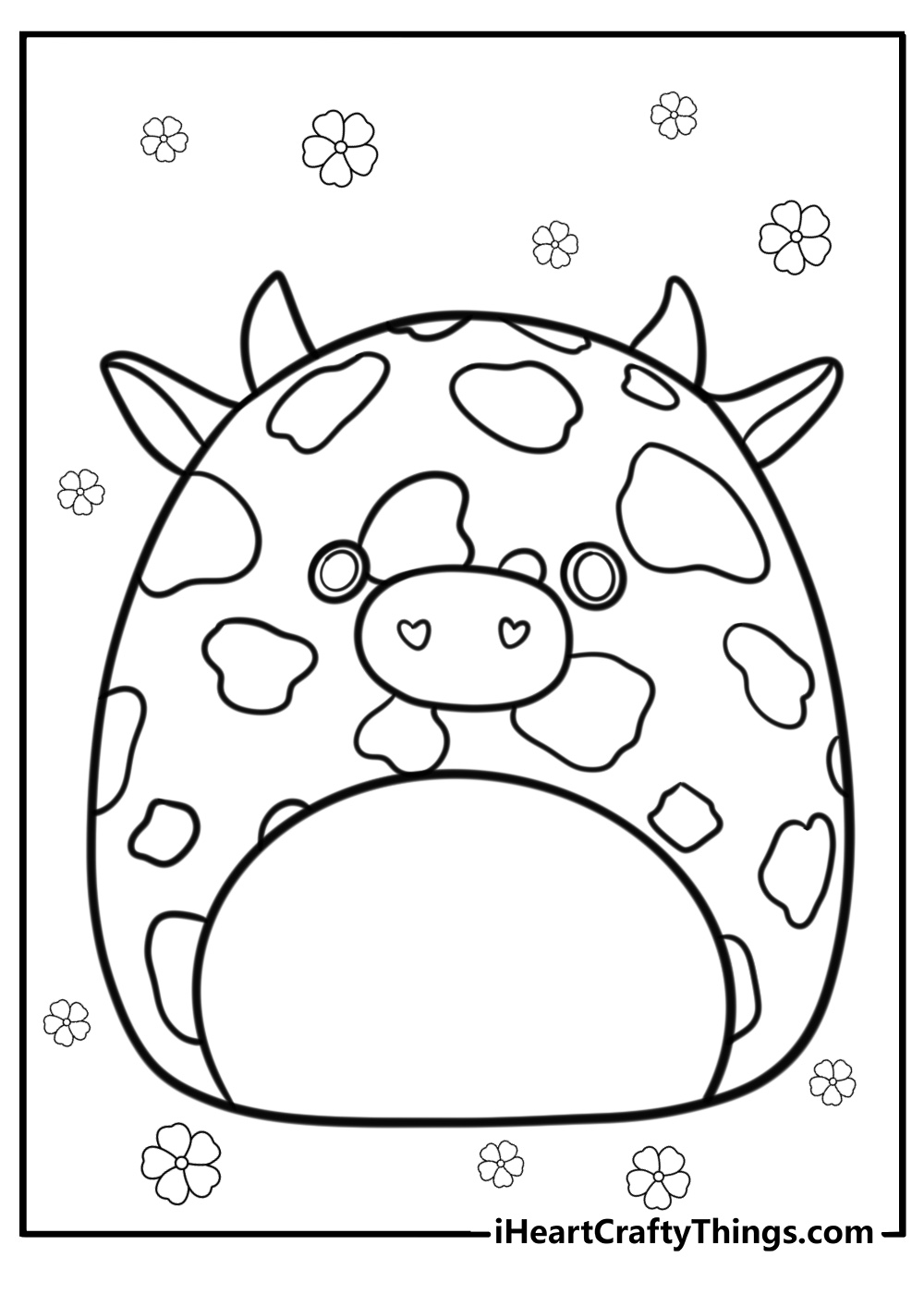 Colin the cow squishmallow adorable coloring page for kids