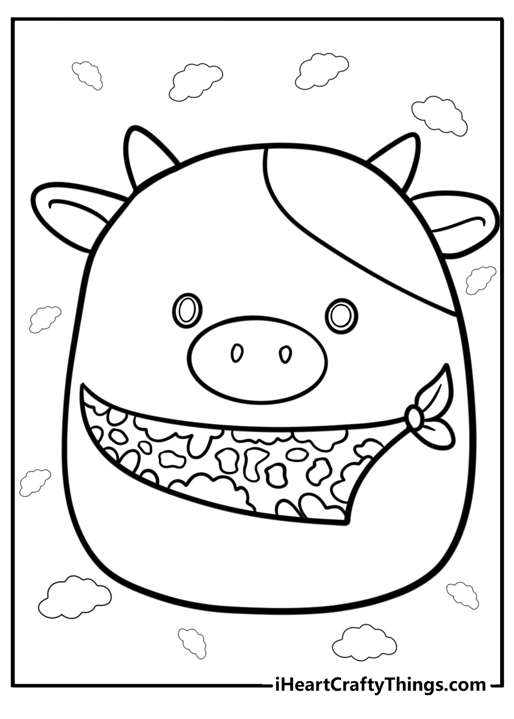 Connor the cow squishmallow printable coloring sheet