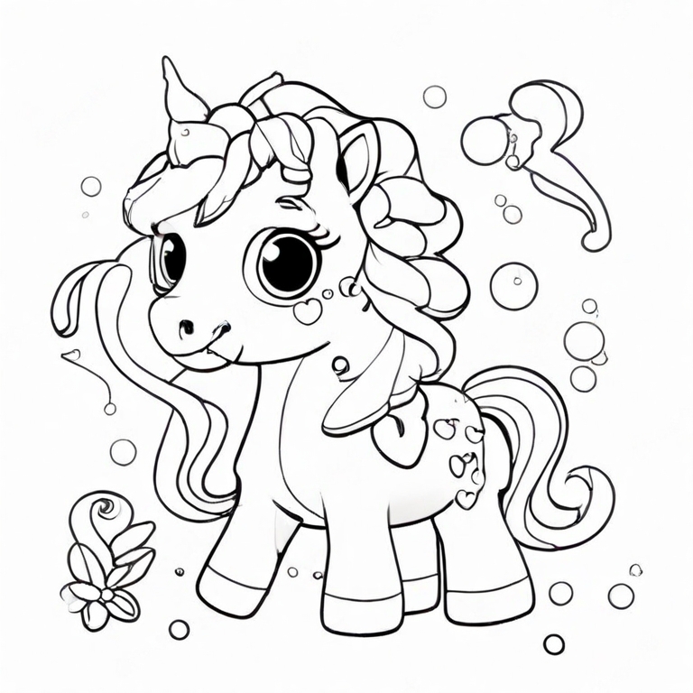 Unicorn seahorse coloring page
