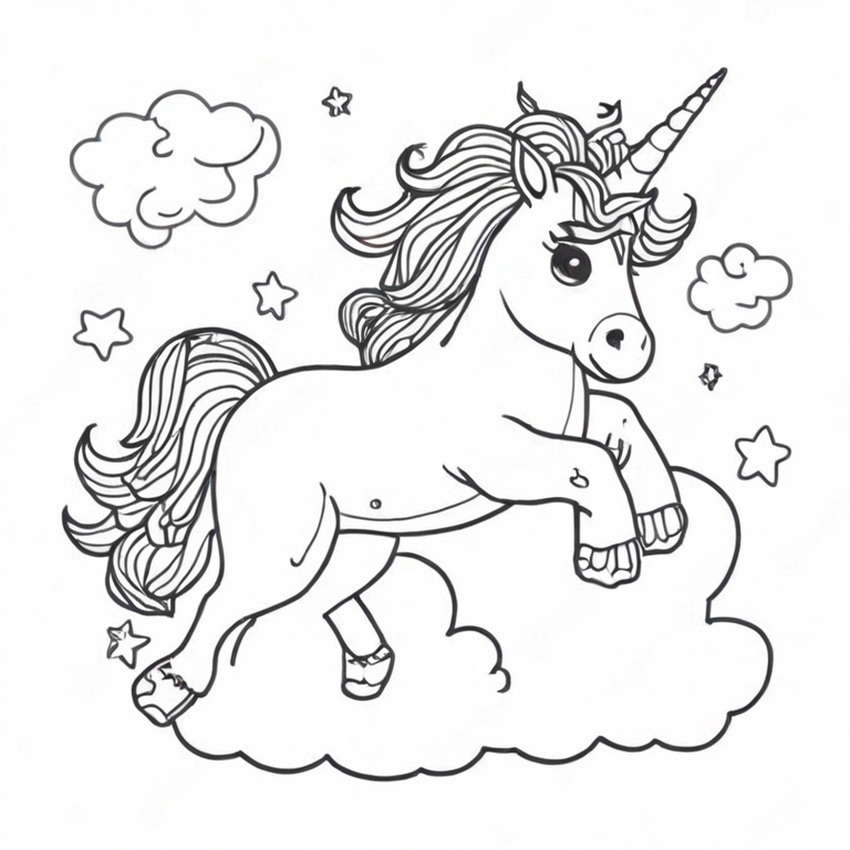 Flying princess unicorn coloring page