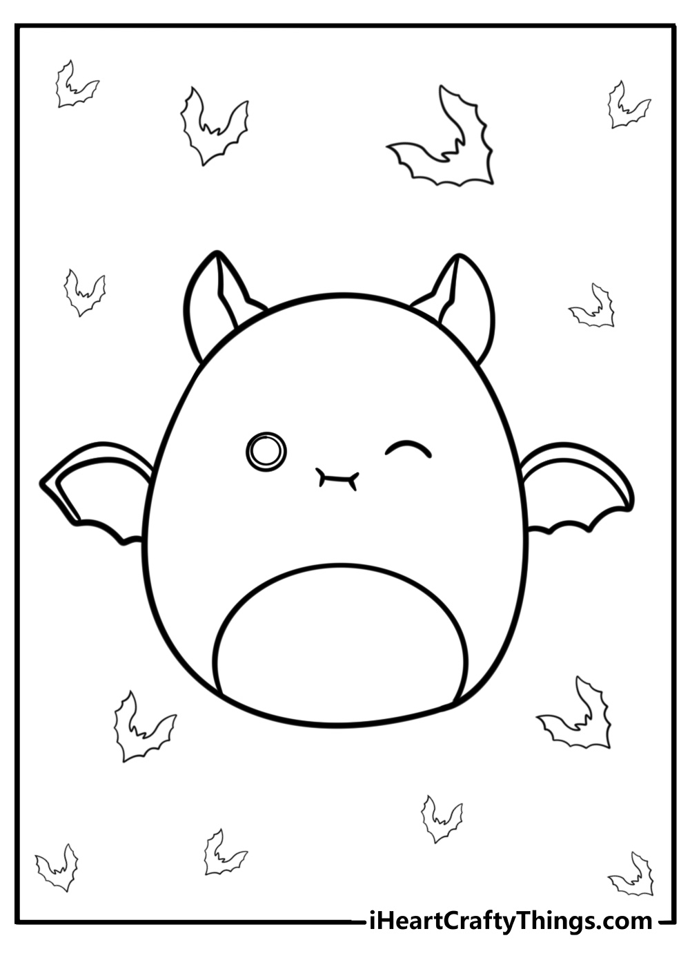 Emily the bat squishmallow spooky printable coloring sheet