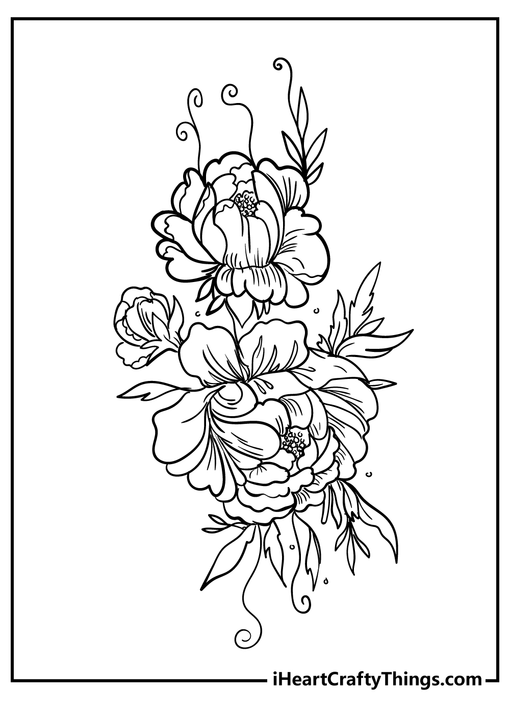 Blooming flowers bouquet coloring page for kids to download
