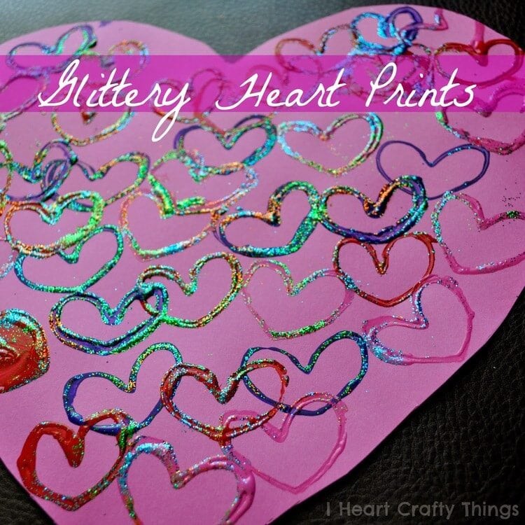 Glittery Toilet Paper Roll Heart Prints