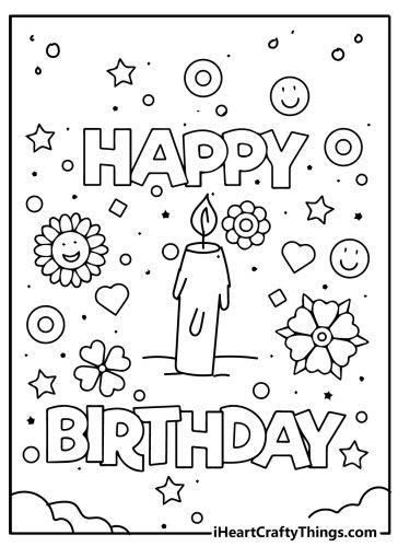 Happy birthday coloring page