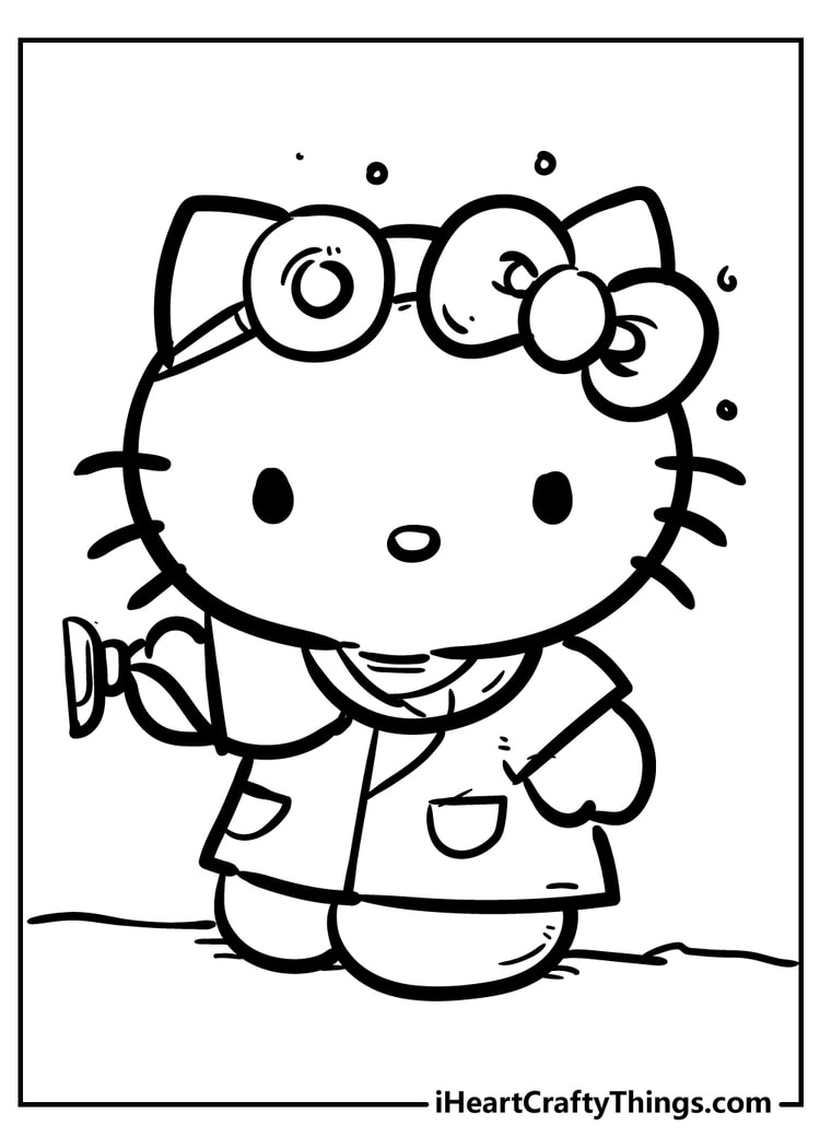 Hello Kitty doctor free printable coloring page