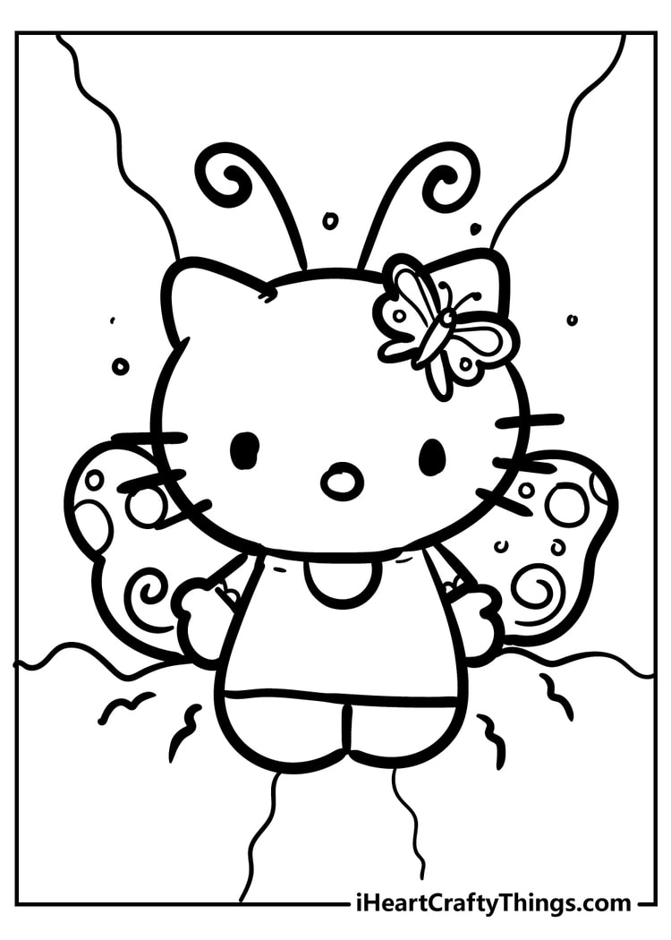 cute Hello Kitty as a snail coloring page free printable