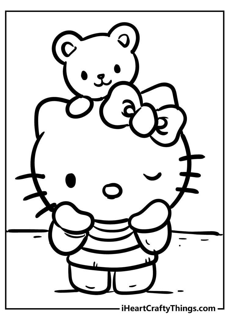 Hello Kitty pig costume coloring pages free printable for kids