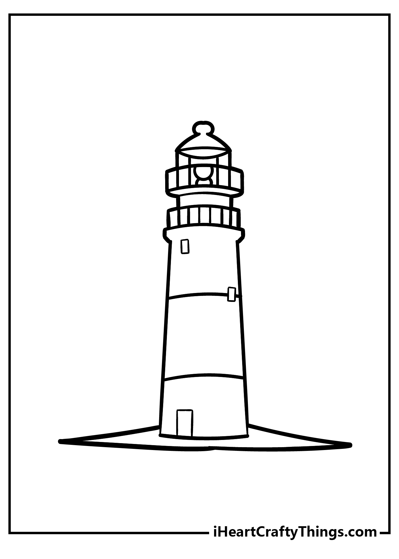 Free coloring page featuring simple lighthouse with two observation decks and segmented surface