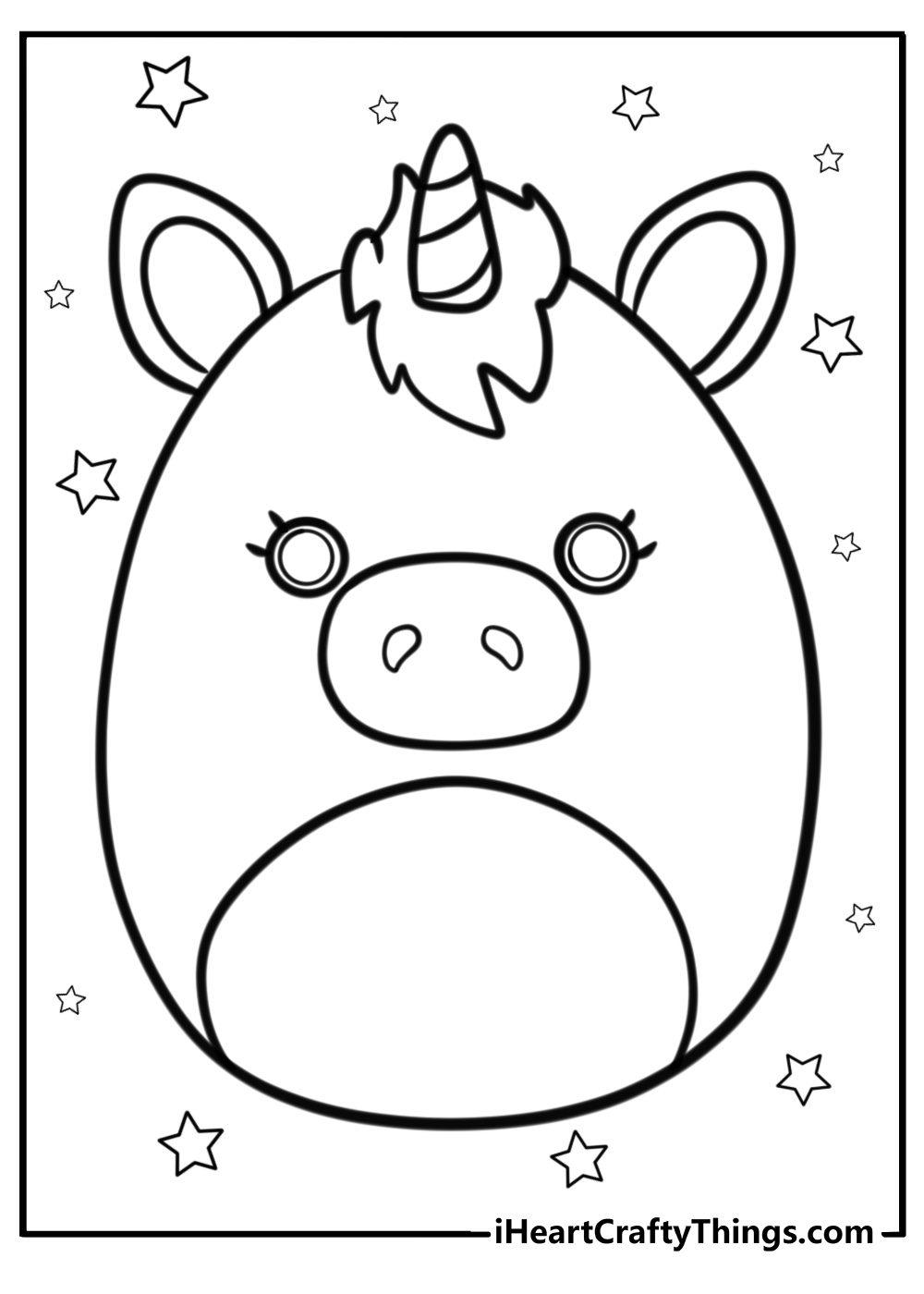 Lola the unicorn squishmallow magical coloring page for kids