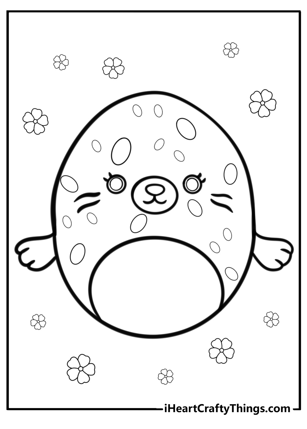 Lucille the seal squishmallow detailed ocean coloring sheet