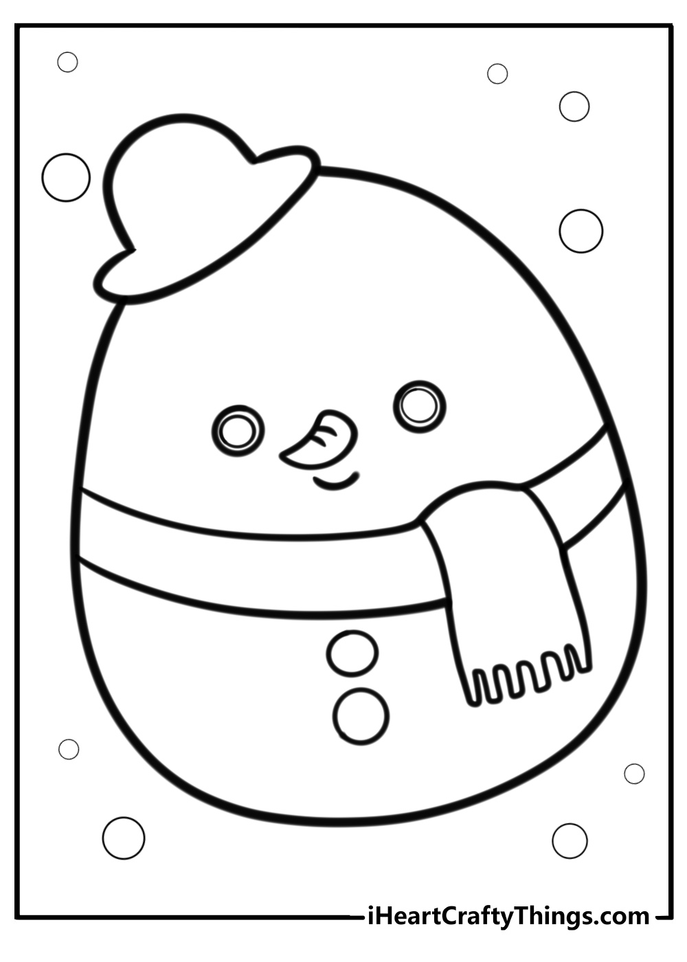 Manny the snowman squishmallow frosty coloring page to print
