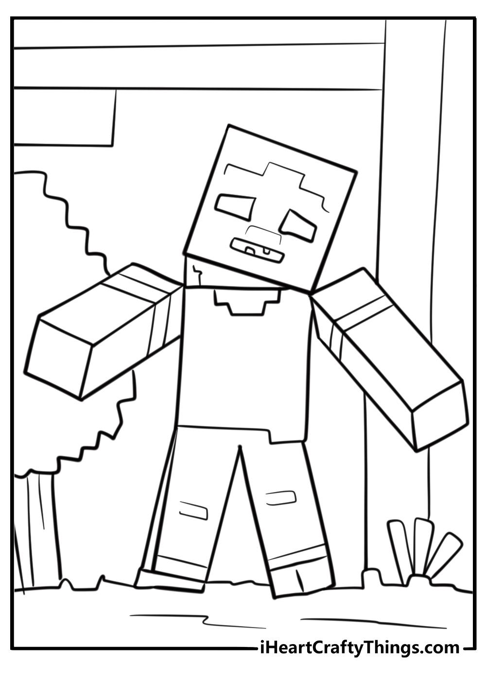 Minecraft zombie coloring page