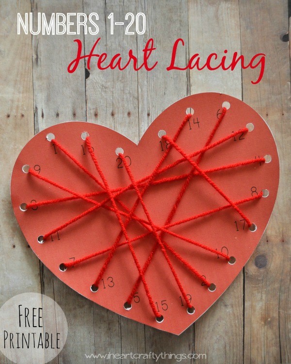 Number Heart Lacing Preschool Activity
