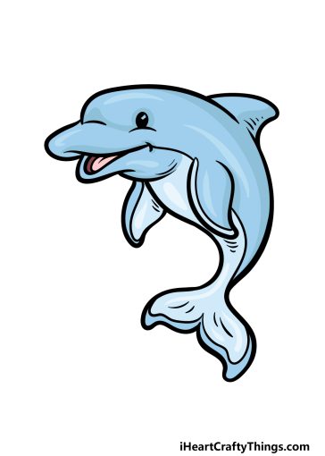 how to draw a cartoon dolphin image