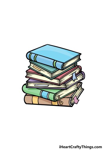 how to draw a stack of books image