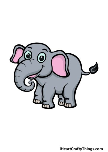 how to draw a cartoon elephant image