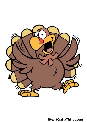 how to draw a cartoon turkey image