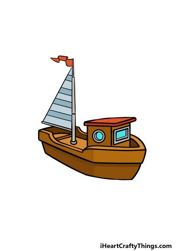 how to draw a cartoon boat image