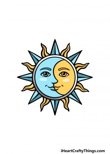 how to draw sun and moon image