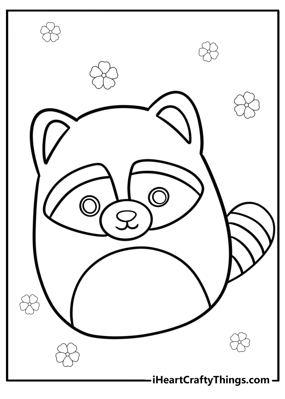 Rrocky the raccoon squishmallow fun coloring page for kids