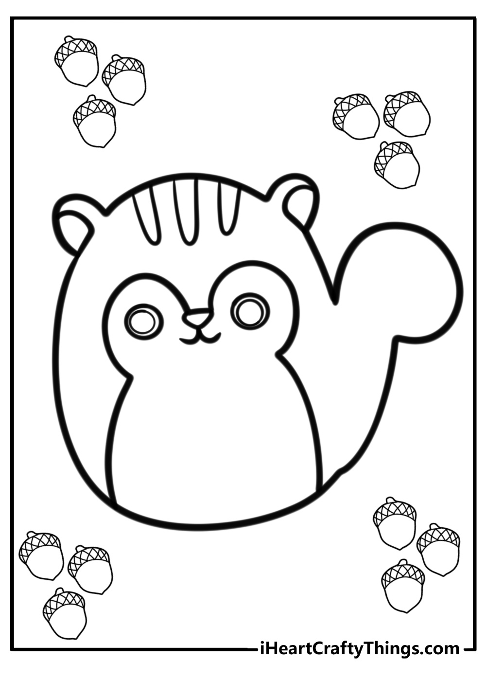 Sawyer the squirrel squishmallow detailed forest coloring page