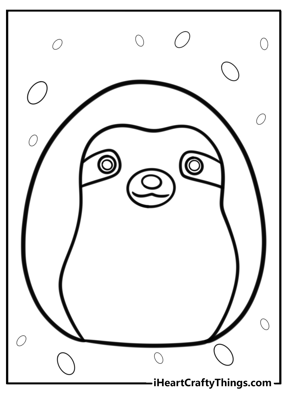 Simon the sloth squishmallow relaxing coloringa page for kids