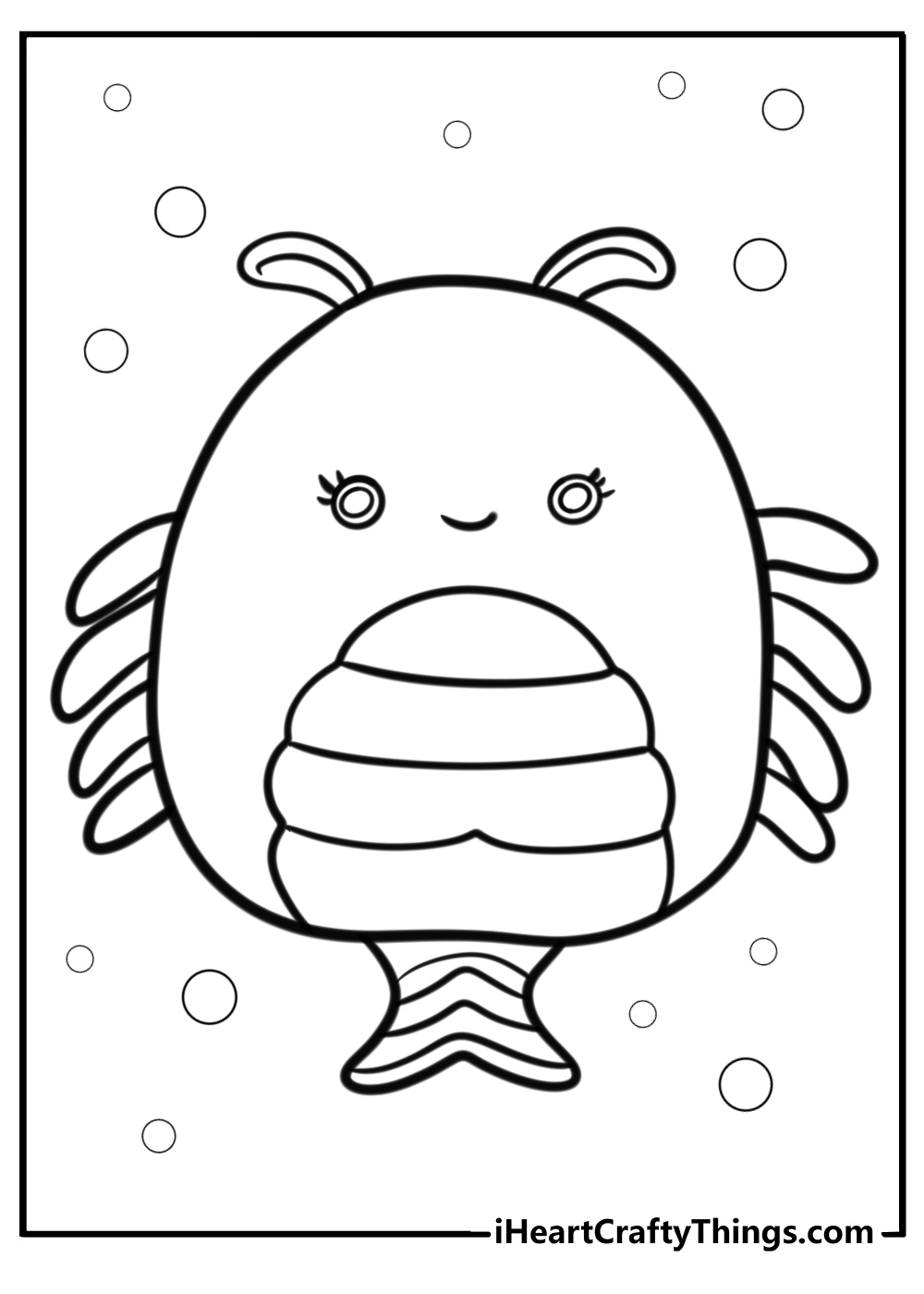 Simone the shrimp squishmallow fun ocean themed coloring sheet