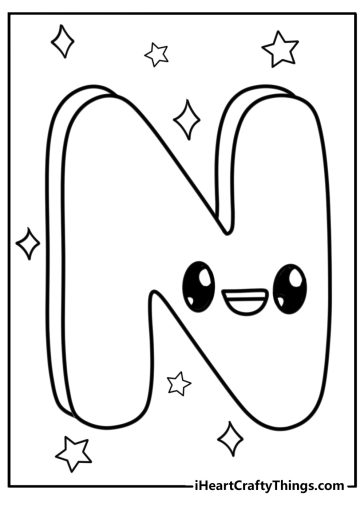 Letter n coloring pages