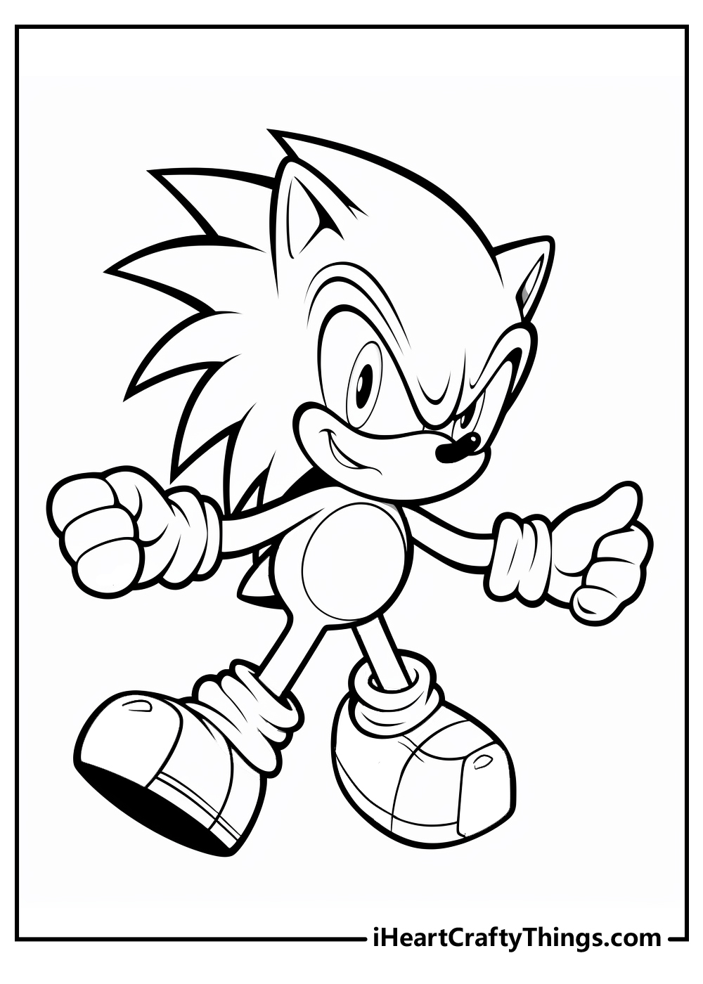 Easy Sonic the Hedgehog detailed free coloring sheet