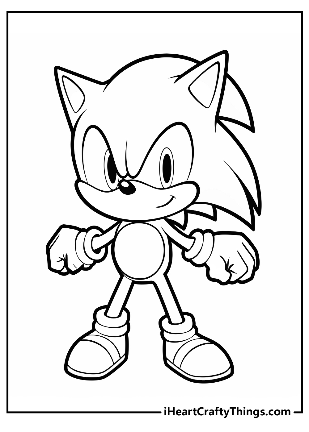 Cartoon Sonic coloring sheet for preschoolers free download