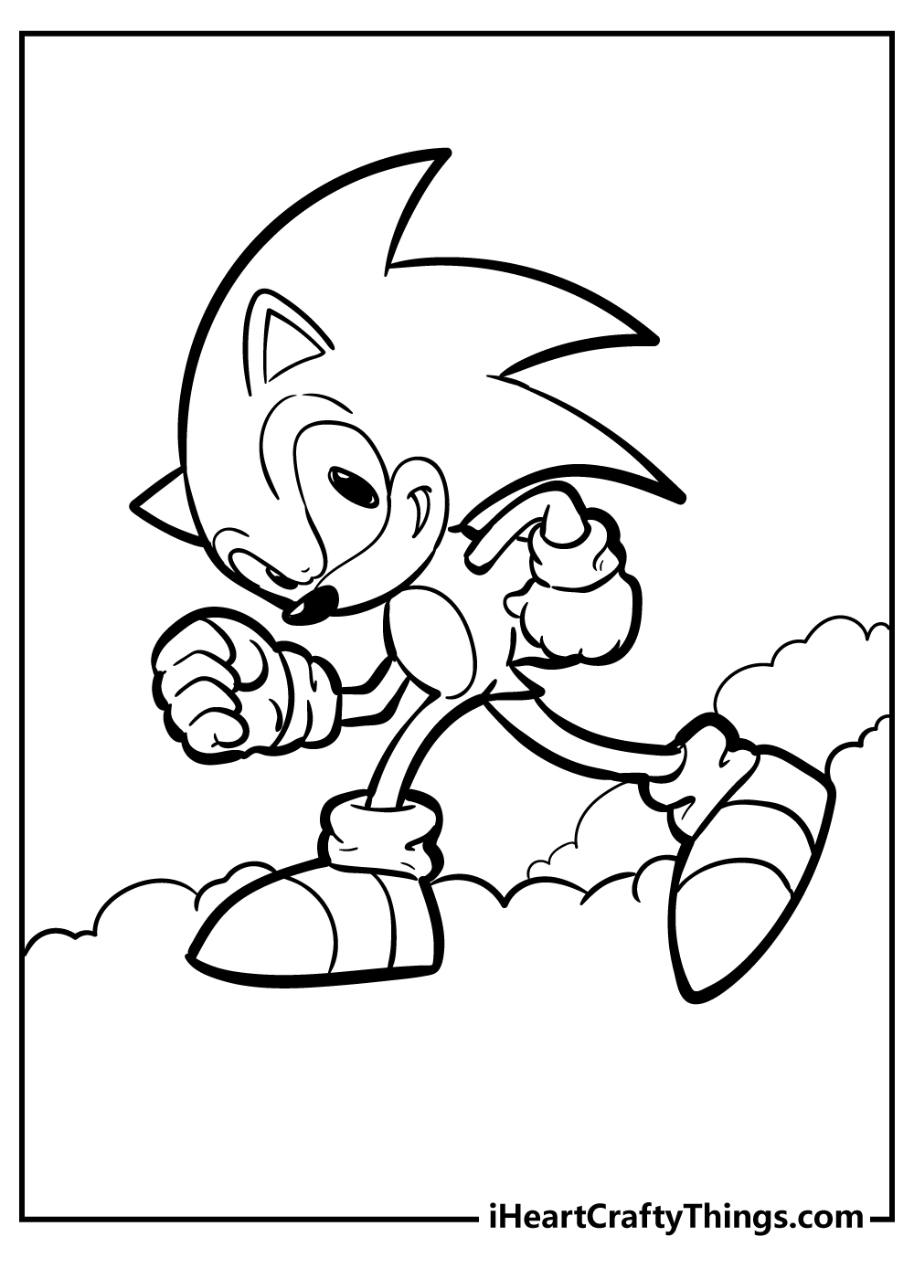 Sonic the Hedgehog running free printable coloring page