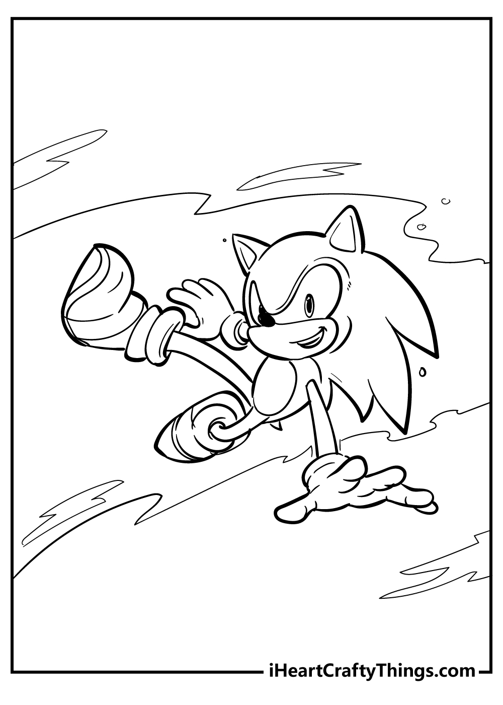 Sonic dashing through detailed background coloring page