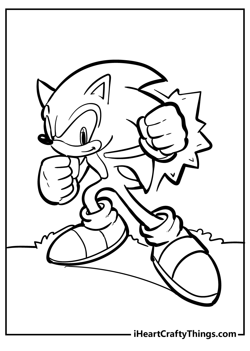 Sonic the Hedgehog punching free downloadable pdf coloring page