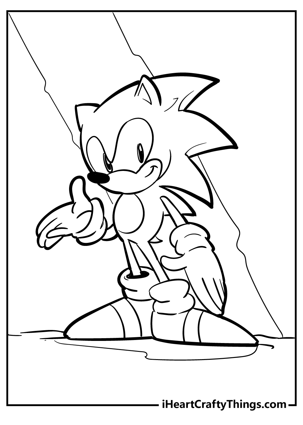 Fun Sonic the Hedgehog pdf coloring page free to print