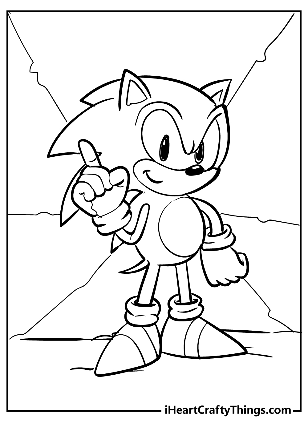 Cartoon Sonic coloring sheet for preschool and elementary school kids