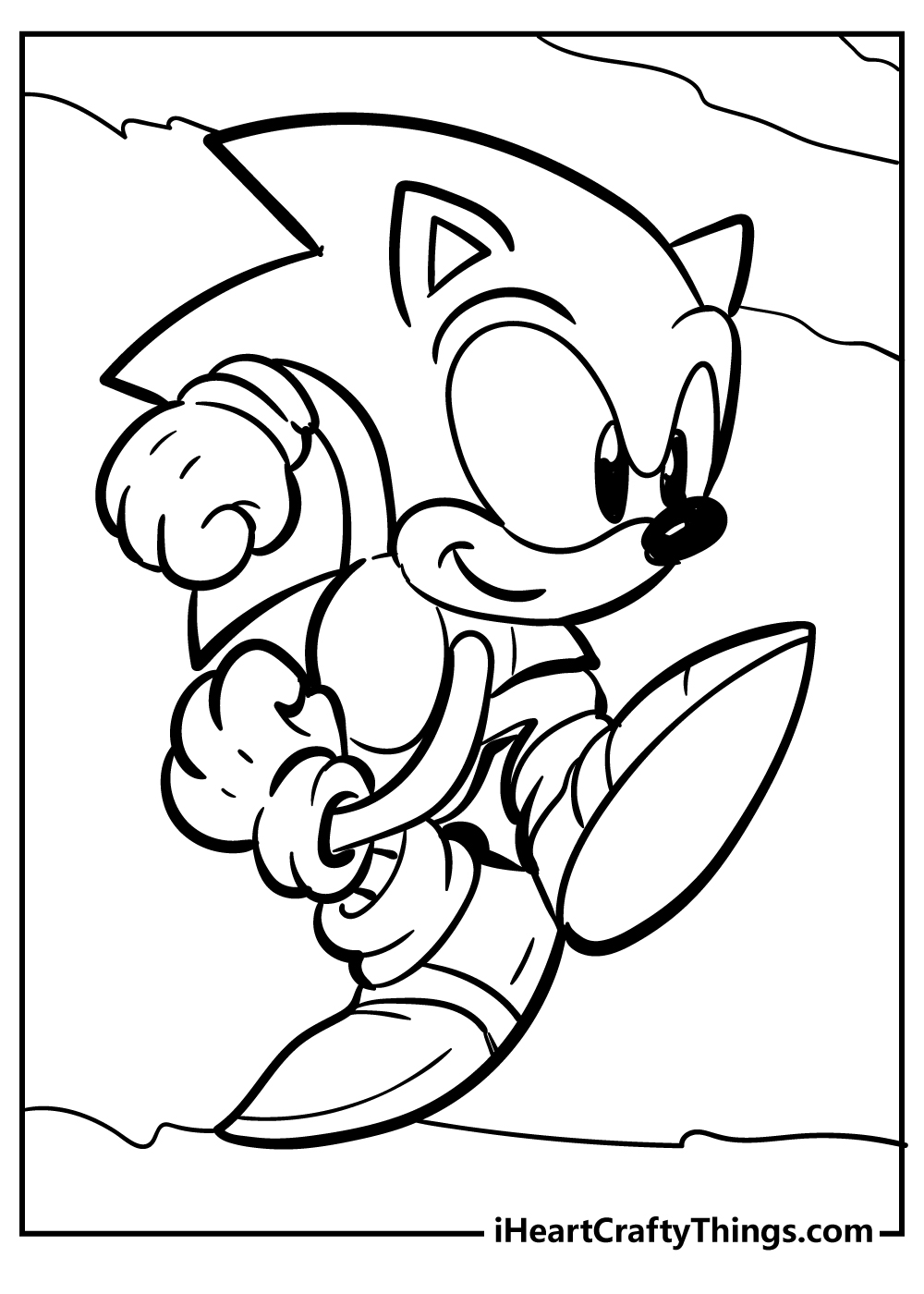 Sonic the Hedgehog running fast printable coloring page