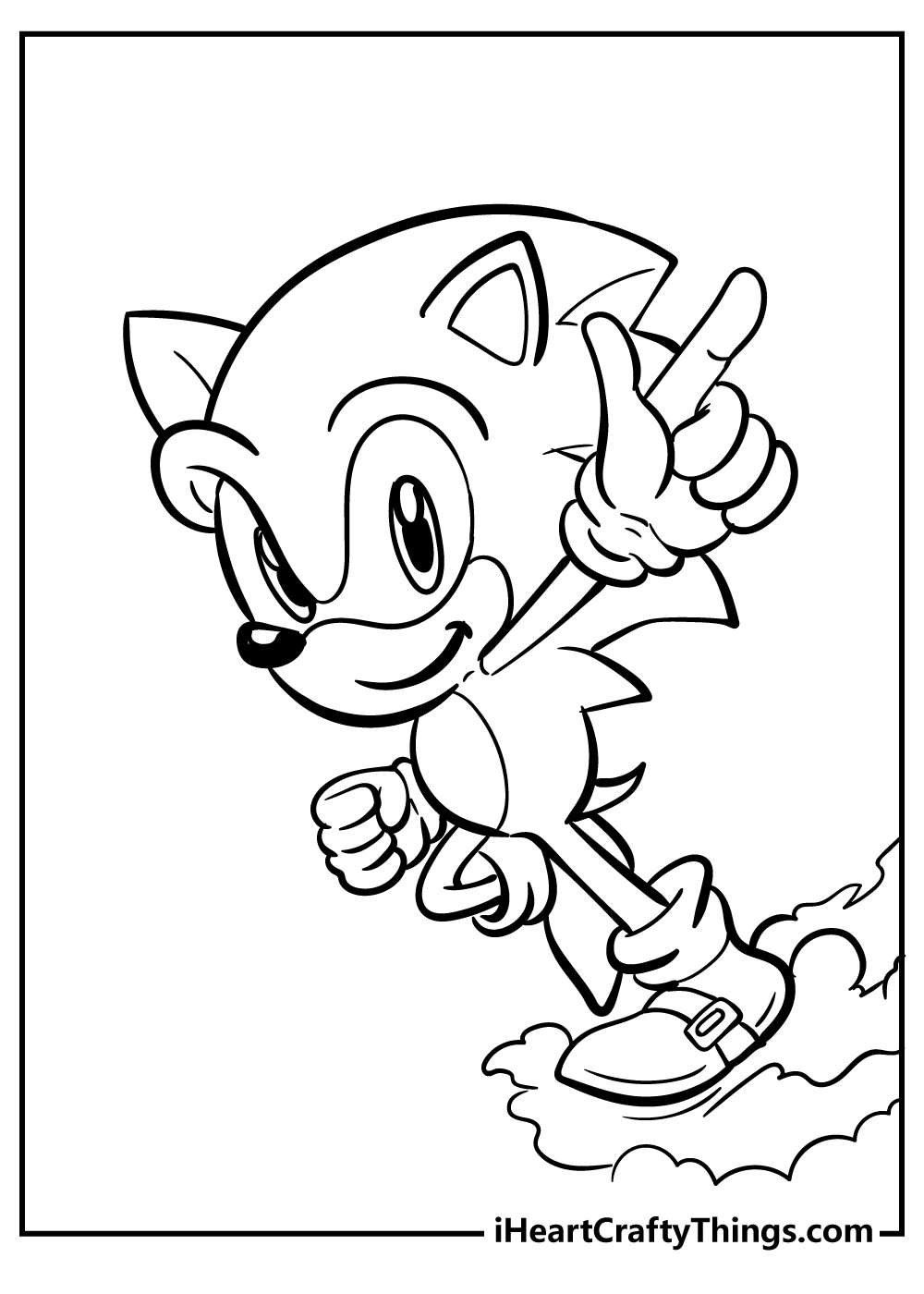 Sonic powering up with action pose printable coloring sheet