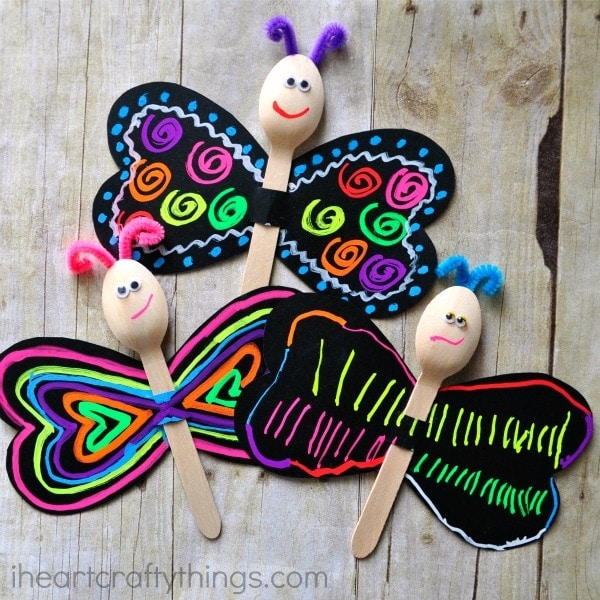 Spoon Butterfly Kid Craft with Fun Chalk