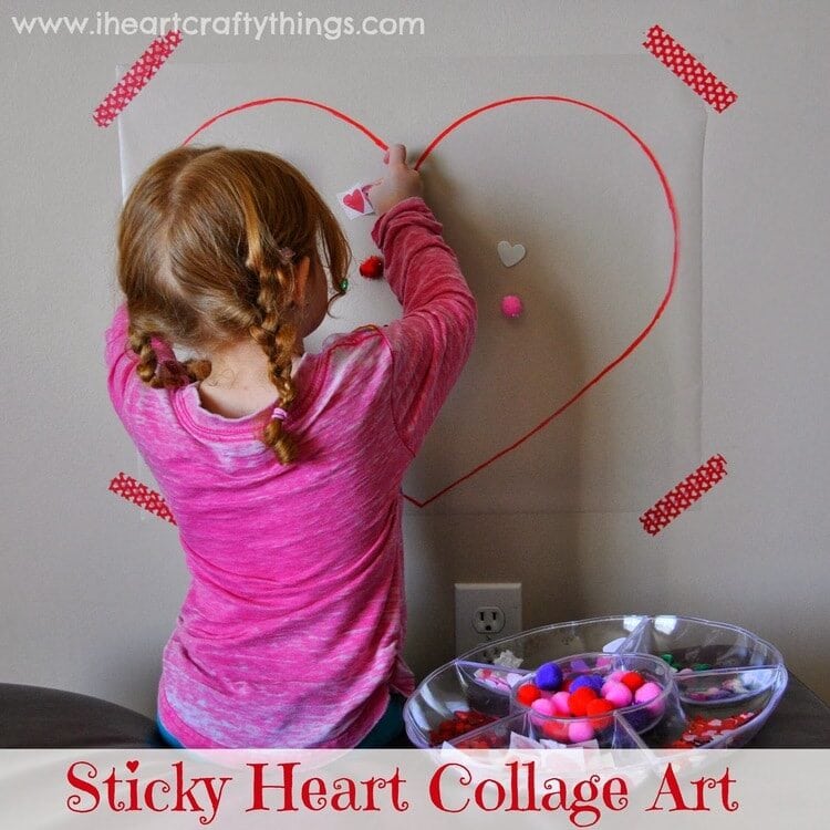 Sticky Heart Collage Art for Kids